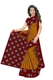 Tamaira Fashion Plain Weave Womens Pure Cotton Saree Without Blouse Piece (973_Mustard And Red)