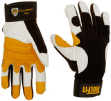 John Tillman Small Black, Pearl and Gold TrueFit Goatskin and Spandex Full Finger Mechanics Gloves with ElasticHook and Loop Cuf