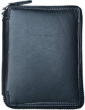 MenS Metal Zipper (ZipAround) Black Leather Wallet Kabana