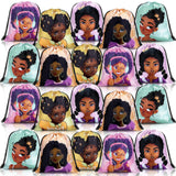 24 Pieces Black Girl Gift Bags African American Drawstring Black Women Themed Goodie Candy Bags Party Supplies for Kids(Classic 