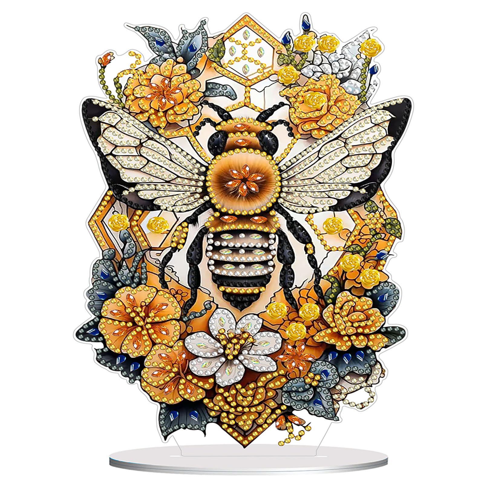 Diamond Painting Kits for Adults Beginners, 5D Full Drill Bee Crystal Art Desktop Ornament, DIY Single Sided Home Office Desk De