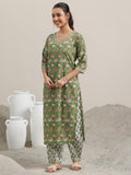 Libas Women'S Cotton Floral Kurta Set (400158O Green Green 3Xl