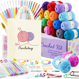 INSCRAFT Crochet Kit for Beginners Adults, 18 Large Acrylic Yarn Skeins 1800 Yards Yarn, 105 PCS Crochet Kit with Hooks Yarn Set