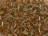 Czech Bugle Beads 40 gr / 1.4 oz Glass Tube Size #3 7mm (Tan/Brown Iridescent)