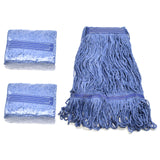 Heavy Duty Commercial Mop Head Refill Industrial Grade Blue Cotton LoopedEnd String for Wet Mopping, LongLasting (2 Pieces P