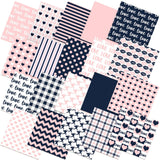 HunnmingRe 20 Pcs 10''x10'' Valentines Pink Quilting Fabric Square Bundle Love Heart Precuts Quiltted Fabric Plaid Polka Dot Pri