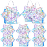 Kolldenn 24 Pcs Holographic Snowflake Gift Party Bags Snowflake Princess Party Favors Candy Treat Goodie Bags with Handle for We