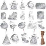 Containlol 120 Pcs Christmas Paper Gift Tags Xmas Silver Name Tags Double-Sided Christmas Shaped Label Cards with Rope Santa Cla