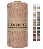 Likeecords 100% Cotton Crochet Bag Cord 2mm 170m Macrame Cord 2mm Crochet Thread Macrame Rope Gift for Knitter (Coffee)