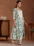 Libas Green Pure Cotton Printed Kurta Sets For Women Green S 36912