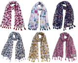 Fusfus WomenS Printed Chiffon Scarves And Stoles, Free Size(Multicolour, Fs2075) Pack Of 6 (Multicolor1)