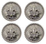 CHALLENGER Set of 4 Conchos Western Saddle Tack Fleur De Lis Engraved Co522