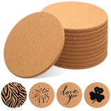 Boao 12 Pcs 6 Inch Round Absorbent Cork Coasters Wooden Cork Plant Coasters for Home, Drinks Coffee Table Dining Wooden Table De