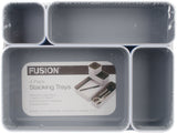 Fusion Stacking Bins, White + Gray, 4 Pack (37592)