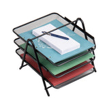 Mind Reader 3Tier Paper Tray, Desktop Organizer, File Storage, Workspace, Office, Metal Mesh, 11.5L x 13.75W x 10H, Black