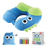 Remaxx Inflatable Kids Travel Neck Pillow For Boys And Girls For Car Airplane Compact Washable Soft Cozy Quick Inflation Camel H