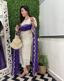 Anni Designer Women'S Rayon Viscose Straight Embroidered Kurta With Pant & Dupatta (Mono White_S_White_Small),White,S,,,