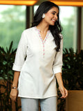 Libas Women'S Cotton Blend Straight Kurtis (58246B_White White Xl