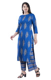 Anni Designer Women'S Rayon Straight Kurta With Palzoo Set Blue,Blue,M