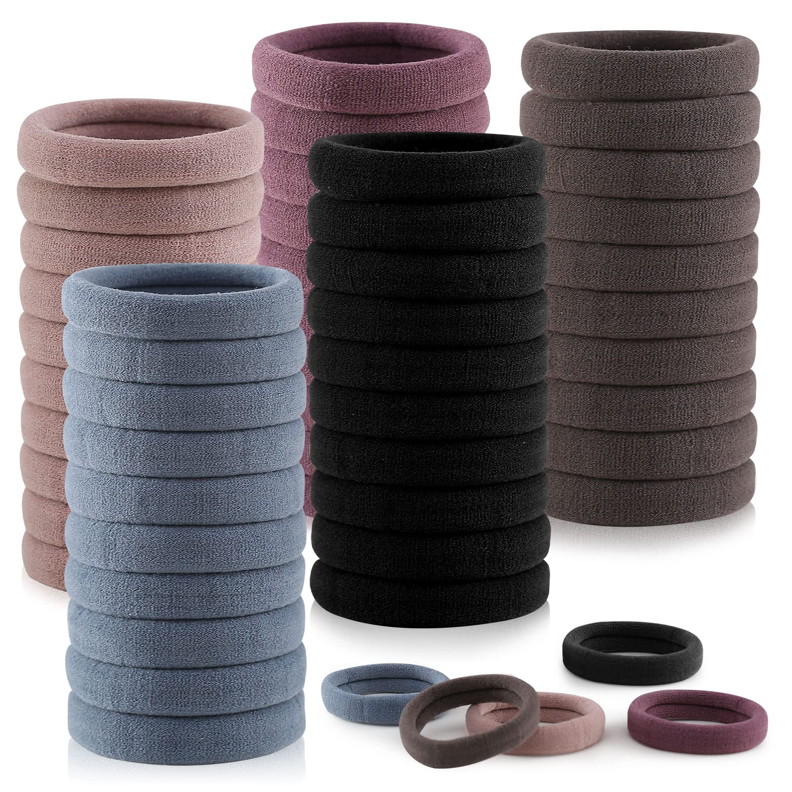 100 Pcs Thick Seamless Hair Ties, Ponytail Holders Hair Accessories No Damage For Thick Hair (Natural Colors)