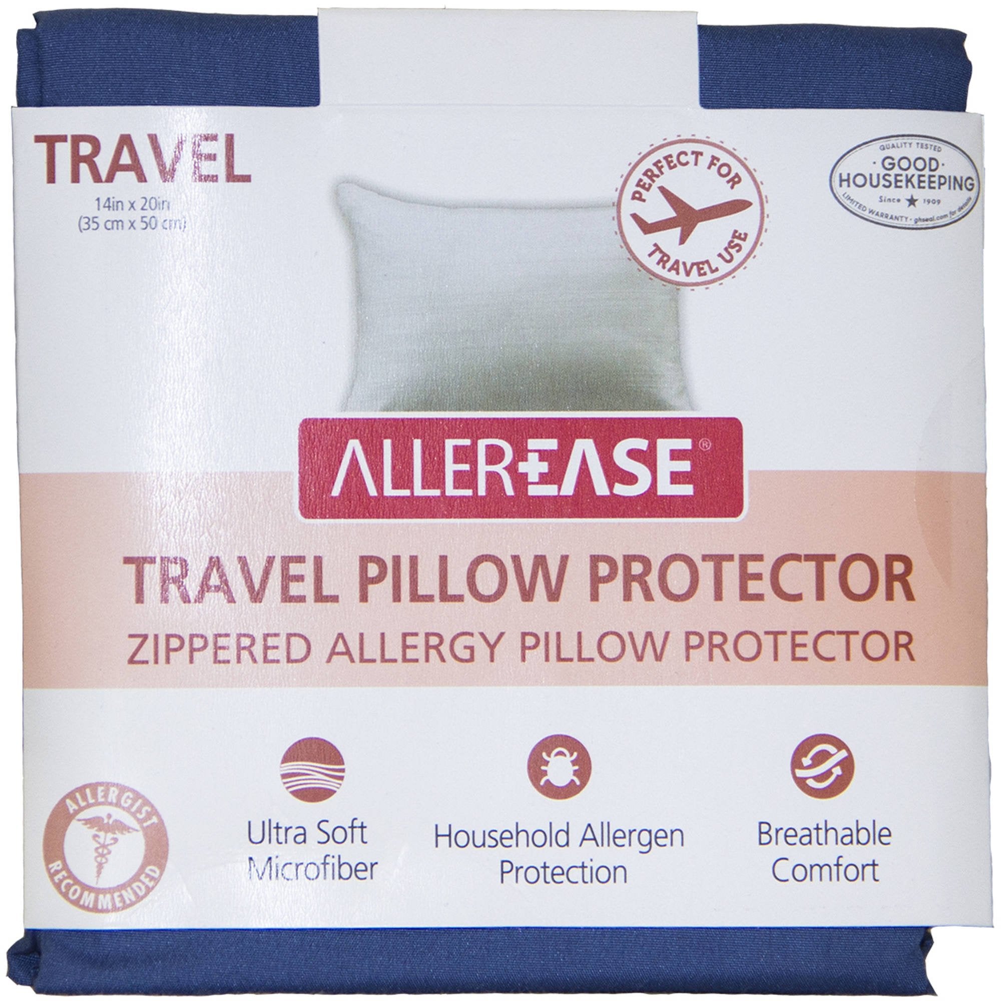 Aller-Ease Small Pillow Protector, Travel 14 x 20, Navy
