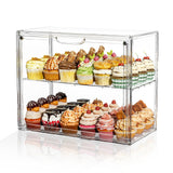 MSHOMELY 2 Tier Cupcake Stand Acrylic Cardboard Cupcake Tower Holder, Dessert Pastry Cookie Display Stand Case with Lid for Birt