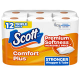 Scott ComfortPlus Toilet Paper, Durable Shipping Pack, 12 Triple Rolls, 231 Sheets per Roll, 1-Ply Toilet Tissue