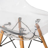 Leisuremod Dover Plastic Molded Dining Side Chair With Wood Dowel Legs, Set Of 4 (Clear)