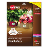 Avery Easy Peel PrintToTheEdge Permanent Inkjet/Laser Oval Labels, 22804, 1 1/2 x 2 1/2, Glossy White, Pack Of 180