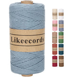 Likeecords 100% Cotton Crochet Bag Cord 2mm 170m Macrame Cord 2mm Crochet Thread Macrame Rope Gift for Knitter (Haze Blue)
