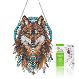 VAIIEYO Wolf Diamond Painting Hanging, Animal Diamond Painting Suncatchers Double Side Window Hanging Kit with Chain, 7.5x7.5 in