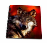 3dRose db_101140_2 LoboWolf on A Red BackgroundMemory Book, 12 by 12Inch