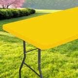 Spotjoy Rectangle Table Cloth, Waterproof Elastic Fitted Tablecloth for 6 Foot Folding Tables, Washable Polyester Tablecloths fo