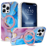 ETPESOK Compatible with iPhone 13 Pro Case Marble Pattern with Magnetic Ring Stand [Compatible with Mag-Safe] TPU Protective Pho
