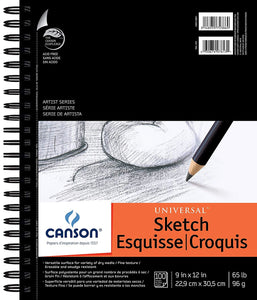 Canson Artist Series Universal Sketch Pad, Side Wire Bound, 9X12 Inches, 100 Sheets - Art Paper For Adults And Students