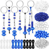 Landical 564 Pcs Football Keychain Making Kit DIY Blue Football Bead Key Chain Craft Adjustable Sport Letter Bead Charm Sport Th