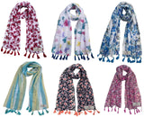Fusfus WomenS Printed Chiffon Scarves And Stoles, Free Size(Multicolour, Fs846) Pack Of 6 (Multicolor1)