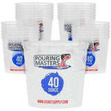 Pouring Masters 40 Ounce (1200ml) Graduated Plastic Mixing Cups (Box of 24) - Paint Mixing Cups for Epoxy Resin, Art, Kitchen, B