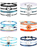 Hicarer 21 Pieces Surfer Wave Bracelet Ocean Wave Adjustable Waterproof Handmade Friendship Bracelet Anklet Jewelry for Women(Oc