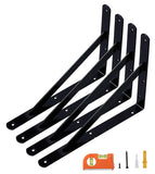 NEODROP 4-Pack 8 Inch Heavy Duty Shelf Brackets, Large Wall Brackets for Floating Shelves, 90 Degree Triangle L Bracket, Black P