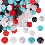 SUNNYCLUE 1 Box 100Pcs 5 Styles 12mm Stone Cabochon Gemstone Cabochons Stones Beads Turquoise Rose Quartz Half Round Healing Cha