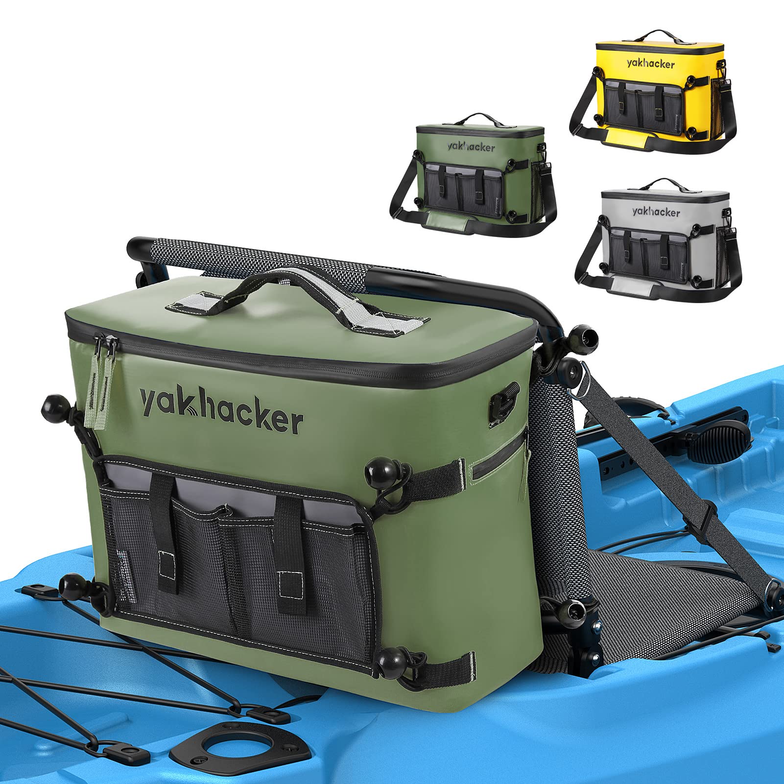 Yakhacker Kayak Cooler Bag, Waterproof Seat Back Cooler with Lawn-Chair Style Seats, Kayak Accessories Portable Ice Chest Cooler