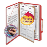 Smead Pressboard Classification Folders, Legal, FourSection, Bright Red, 10/Box