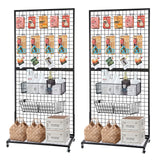 NectaCol Grid Wall Panels, 2 Packs 3'x 6' Gridwall Display Stand with a Base Plate, Black Wire Grid Wall Display Rack, Craft Sho