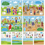 Marspark 12 Sets Stories of Joseph Mini Mas Scene Stickers Religious Bible Crafts Kit DIY Scene Stickers Vacation Bible Craft fo