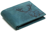 Wildhorn MenS Antlers Hunter Leather Wallet (Blue)