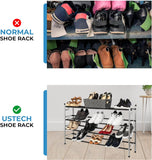 4-Tier Adjustable Freestanding Shoe Rack with Flat or Angled Shelves, Chrome Finish