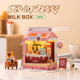 Wowood DIY Mini House Building Miniature Kit Milkbox, Miniature Lifestyle Bookshelf Decoration, Cute Craft Kits for Women or Gir