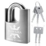 KAWAHA 21/50KD-5SK High Security Stainless Steel Shrouded Padlock with Key for Both Indoor and Outdoor use (Heavy Duty, Anti-Rus