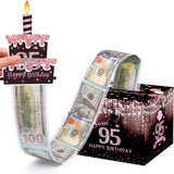 Meiidoshine Sweet 95th Birthday Money Box for Cash Gift, Surprise Pull Out Money Gift Box with 100Pcs Transparent Bags - Fun Way